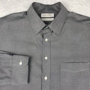 Roundtree & Yorke Gold Label Dress Shirt Mens 17-35 Silver Gray Oxford Slim Fit